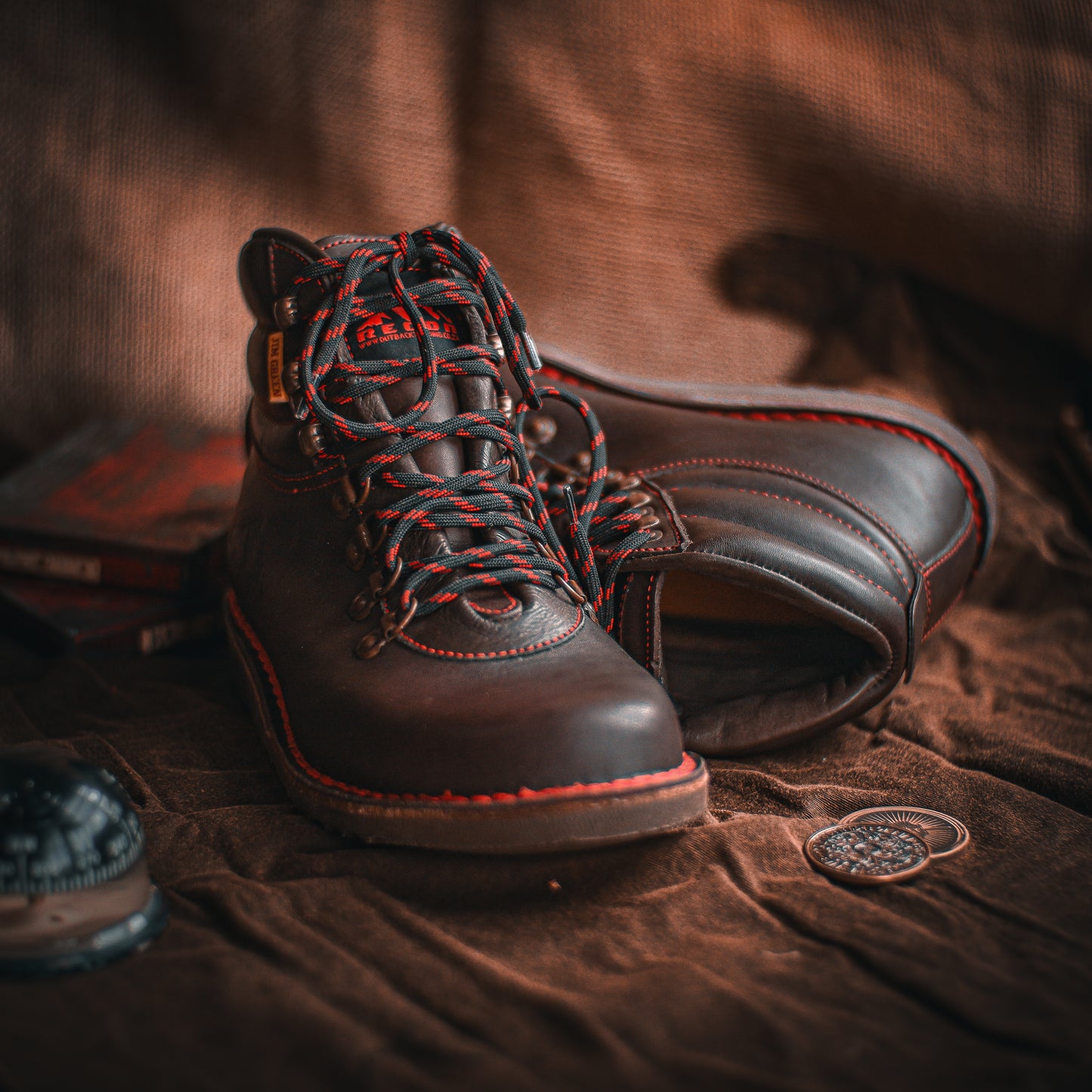photo-Dark brown recon trailblazer boot, front view