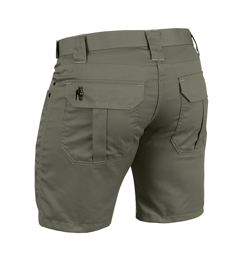 photo-Olive adjustable boerboel short, back view 